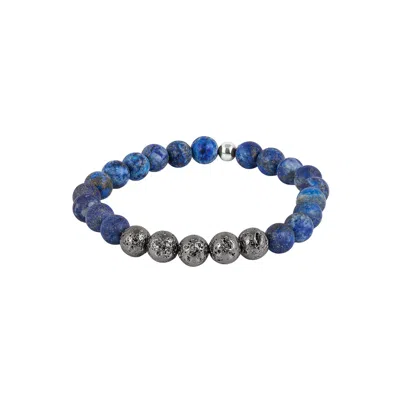 Tateossian London Men's Silver / Blue Vesuvius Bracelet In Ip Plated Stainless Steel With Lapis In Multi