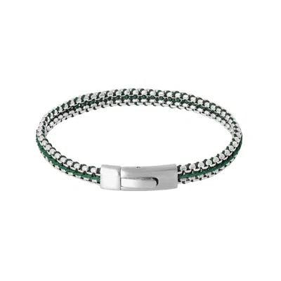 Tateossian London Men's Silver / Green Tris Button Bracelet In Green In Metallic