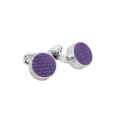 Tateossian London Men's Silver / Purple Thompson Brick Cufflinks In Rhodium Plated With Lilac Enamel In Silver/purple