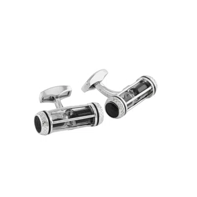 Tateossian London Men's Silver Sand Timer Cufflinks In Black Palladium Plated