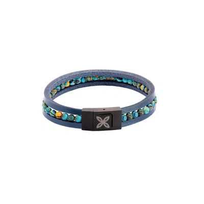Tateossian London Men's Thompson Combinar Bracelet In Blue Leather