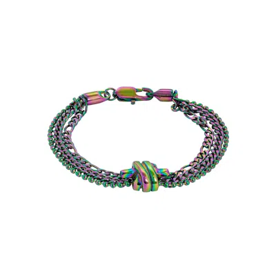 Tateossian London Men's Thompson Iridescent Twisted Knot Bracelet In Black/gray/yellow