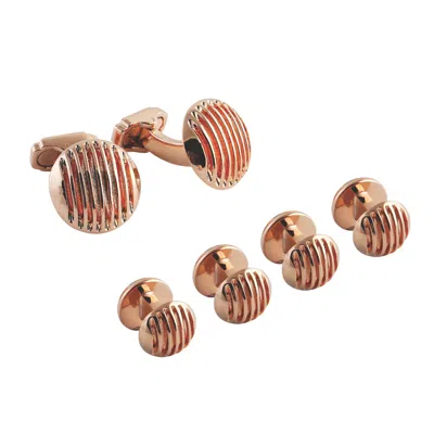 Tateossian London Men's Thompson Rose Gold Grille Cufflink & Stud Set