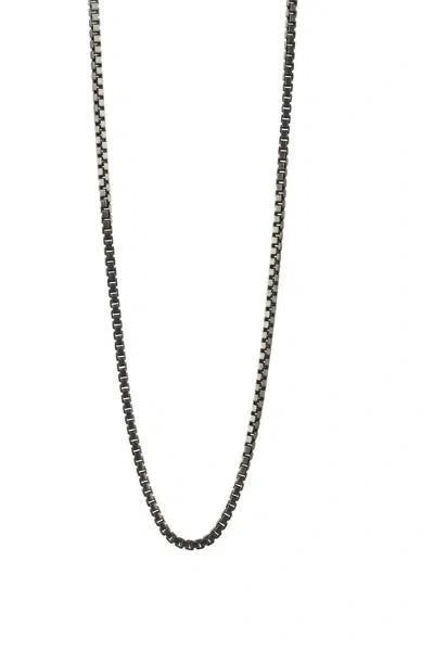 Tateossian London Silver Black Rhodium Sterling Silver Classic Box Chain Necklace In Metallic