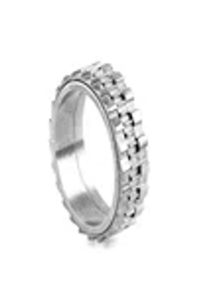Tateossian London Silver Rhodium Plated Silver Rotating Gears Ring - S
