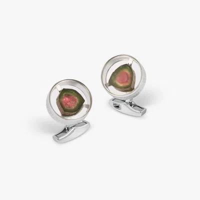 Tateossian London Watermelon Tourmaline Silver Cufflinks - Limited Edition In Pattern