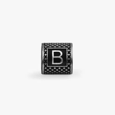 Tateossian Lucky Me Initial B Charm In Black Rhodium Plated Silver