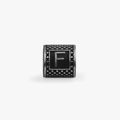 Tateossian Lucky Me Initial F Charm In Black Rhodium Plated Silver