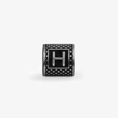 Tateossian Lucky Me Initial H Charm In Black Rhodium Plated Silver