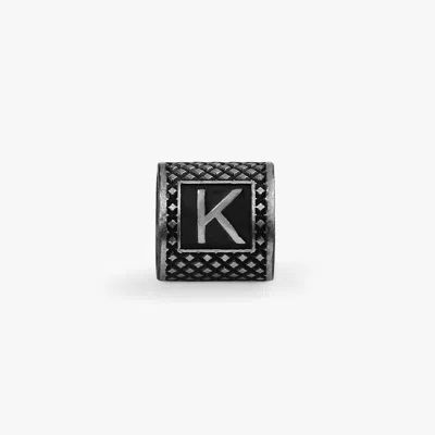 Tateossian Lucky Me Initial K Charm In Black Rhodium Plated Silver