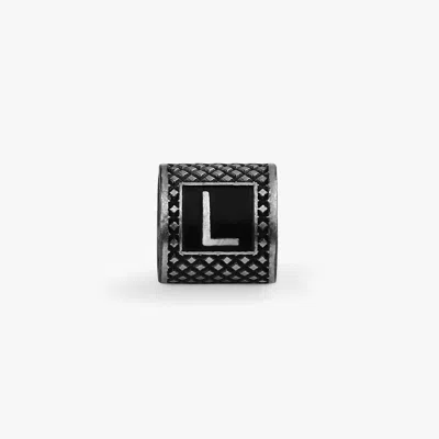 Tateossian Lucky Me Initial L Charm In Black Rhodium Plated Silver