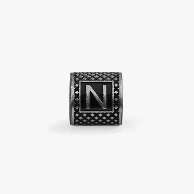 Tateossian Lucky Me Initial N Charm In Black Rhodium Plated Silver