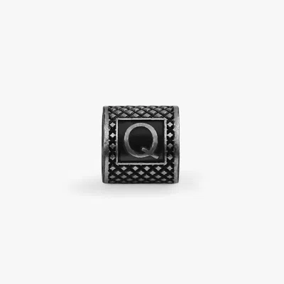 Tateossian Lucky Me Initial Q Charm In Black Rhodium Plated Silver