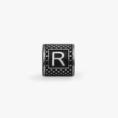 Tateossian Lucky Me Initial R Charm In Black Rhodium Plated Silver