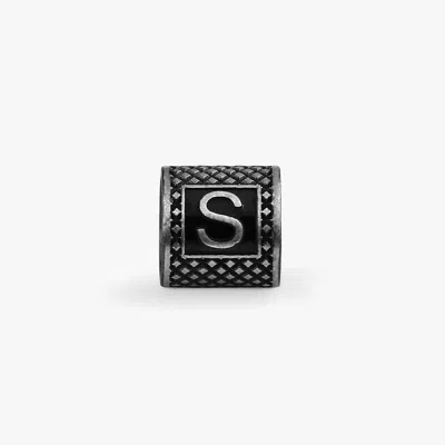 Tateossian Lucky Me Initial S Charm In Black Rhodium Plated Silver