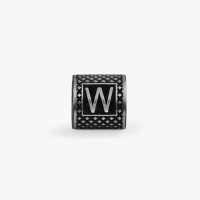 Tateossian Lucky Me Initial W Charm In Black Rhodium Plated Silver