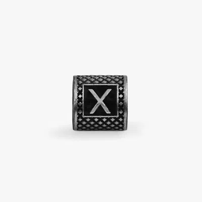 Tateossian Lucky Me Initial X Charm In Black Rhodium Plated Silver