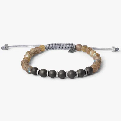 Tateossian Macrame Titanium Bracelet With Labradorite