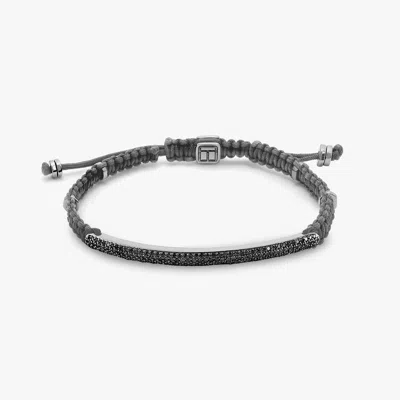 Tateossian Macrame Windsor Black Diamond Bracelet In Grey With Rhodium Plated Silver - (1.08ct) - S