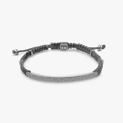 Tateossian Macrame Windsor Diamond Bracelet In Grey With Rhodium Plated Silver- (1.08ct) - S In Multi