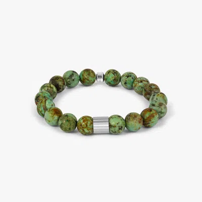 Tateossian Maxi Pop Beaded Bracelet In Rhodium Silver With Green African Turquoise - L