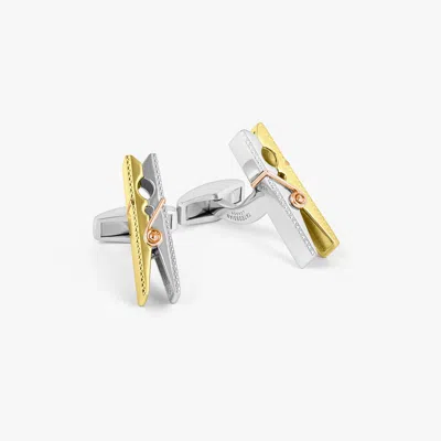 Tateossian Mayfair Peg Cufflinks In 18k Yellow Gold & Rhodium In Metallic