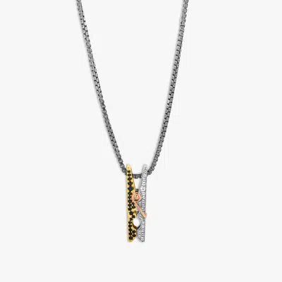 Tateossian Mayfair Peg Necklace With Black Spinel & White Sapphire