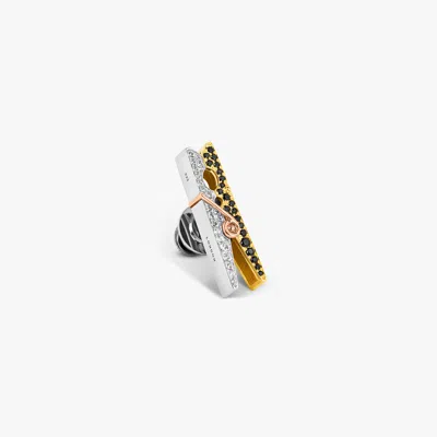 Tateossian Mayfair Peg Pin With Black Spinel & White Sapphire In Metallic