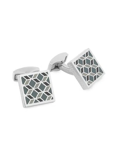 Tateossian Men's 3d Illusion Geometric Squares Cufflinks In Metallic