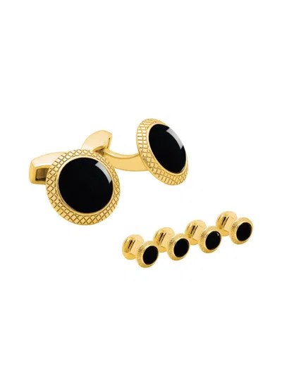 Tateossian Men's 3-piece Goldplated & Onyx Cufflink & Studs Set In Black