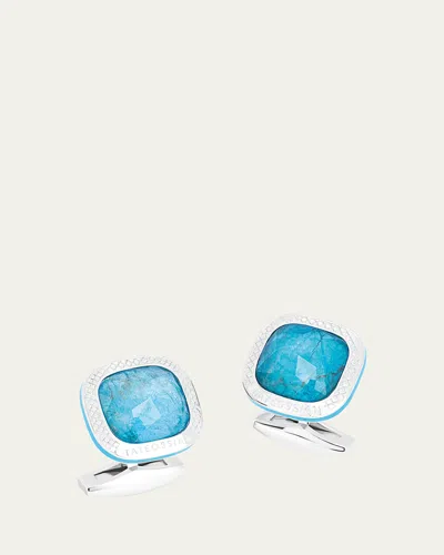 Tateossian Men's Apatite Doppione Cushion Cufflinks In Blue