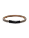 TATEOSSIAN MEN'S BLACK IP PLATED STEEL & LEATHER BRACELET