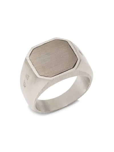 Tateossian Men's Black Rhodium-plated Sterling Silver Signet Ring/12mm