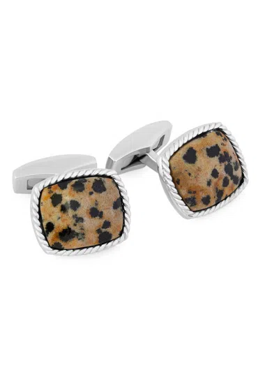 Tateossian Men's Dalmation Jasper & Sterling Silver Cufflinks In Brown