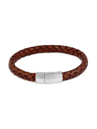 Tateossian Men's Giza Cobra Pelle Sterling Silver & Leather Bracelet In Brown Rhodium