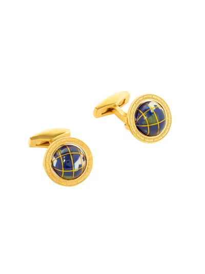 Tateossian Men's Globe Mosaic 18k Yellow Gold-plated & Lapis Cufflinks