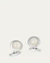 Tateossian Mother-of-pearl Bullseye Cuff Links In White/silver
