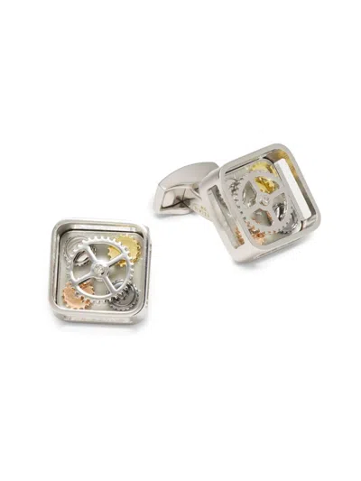 Tateossian Men's Grey Palladium-plated Stainless Steel Quattro Gear Cufflinks