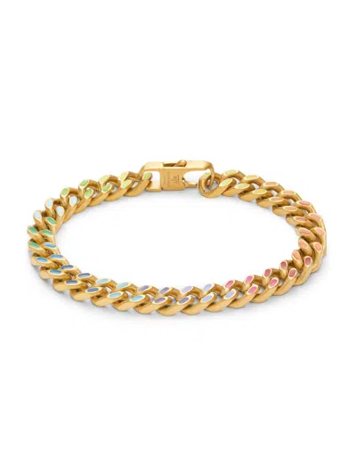 Tateossian Men's Ip Goldtone Stainless Steel & Rainow Enamel Chain Bracelet