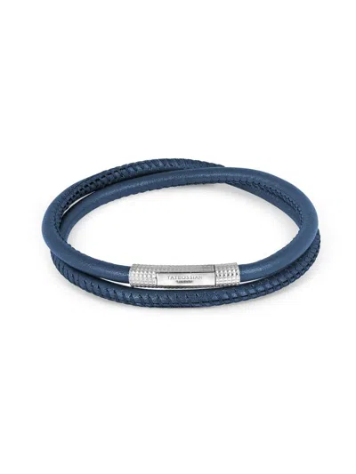 Tateossian Men's Leather Wrap Giza Clasp Bracelet In Blue