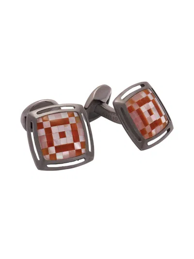 Tateossian Men's Mother-of-pearl, Agate & Sterling Silver Art Deco Mosaic Cufflinks In Red