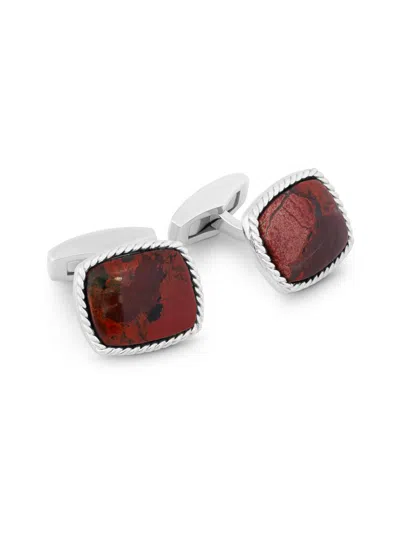 Tateossian Men's Noreena Jasper & Rhodium Plated Sterling Silver Cufflinks In Brown
