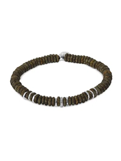 Tateossian Men's Polished Lapis Disc Bracelet In Brown