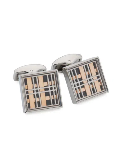 Tateossian Men's Prince Of Wales Tweed Cufflinks In Gold