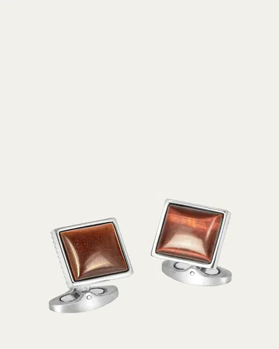 Tateossian Men's Red Tiger Eye Polished Dome Cufflinks