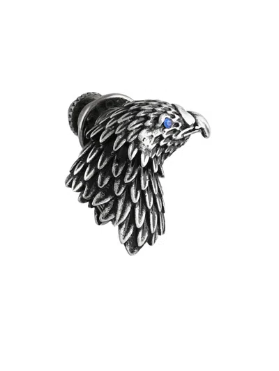 Tateossian Men's Rhodium-plated Eagle Pin In Black