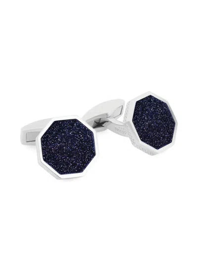 Tateossian Men's Rhodium-plated Sterling Silver & Blue Goldstone Octagon Cufflinks