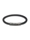 TATEOSSIAN MEN'S RT BLACK ION-PLATED & LEATHER BRACELET