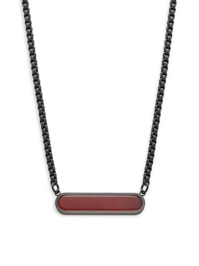 Tateossian Men's Rt Black Ip Plated Stainless Steel & Dark Carnelian Pendant Necklace