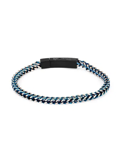 Tateossian Men's Rt Stainless Steel Chevron Click Bracelet In Blue